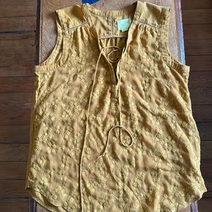 Maeve | Gold Embroidered Lace-Up Blouse | 14